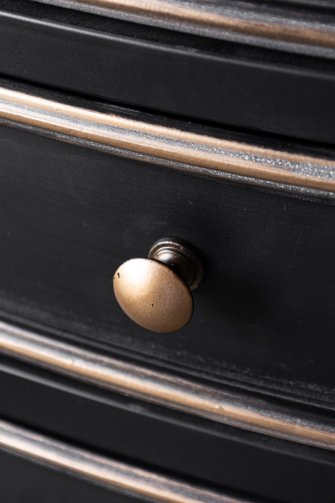 Black & Gold Antiqued-Style Side Cabinet
