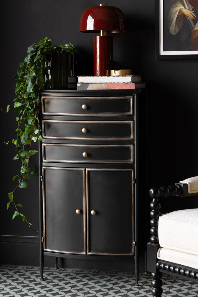 Black & Gold Antiqued-Style Side Cabinet