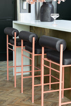 Black and Pink Roll Back Bar Stool