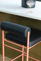 Black and Pink Roll Back Bar Stool