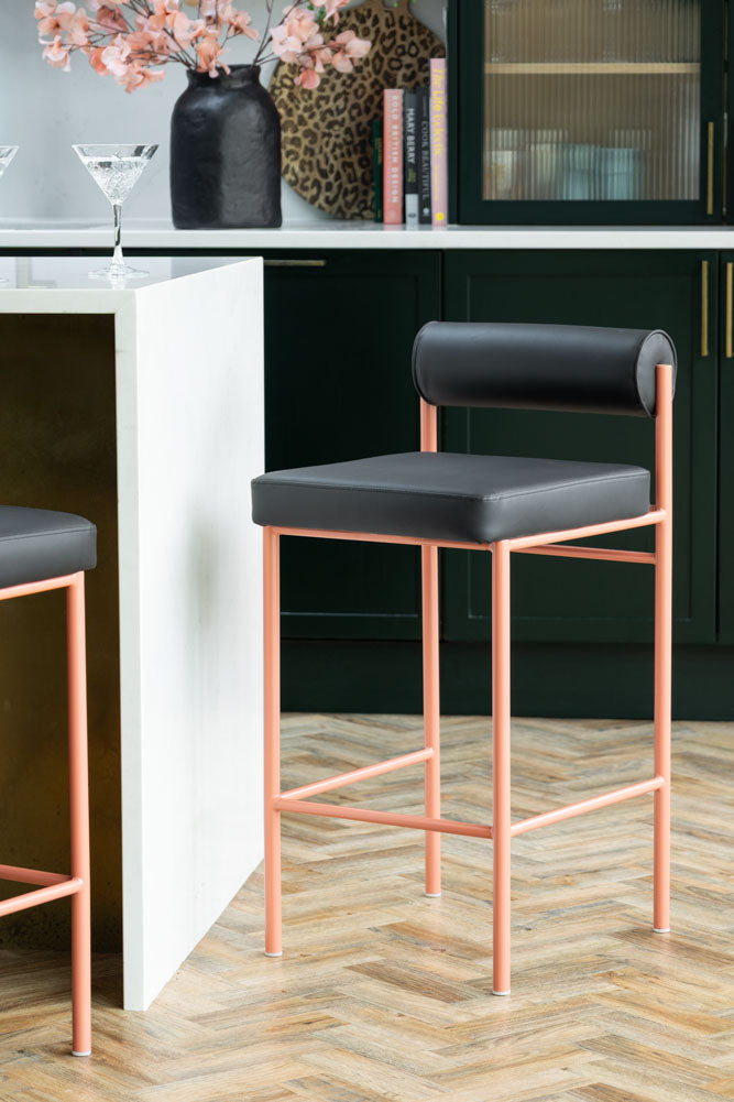 Black and Pink Roll Back Bar Stool