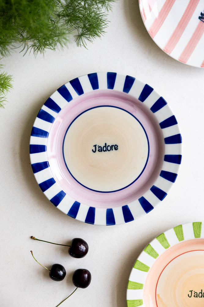 Blue & Pink J’adore Ceramic Serving Plate