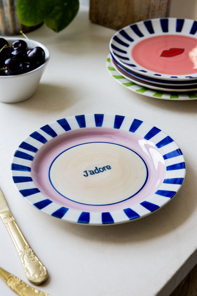 Blue & Pink J’adore Ceramic Serving Plate