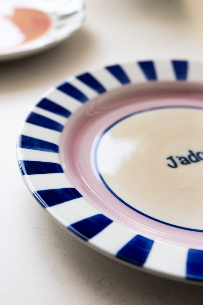 Blue & Pink J’adore Ceramic Serving Plate