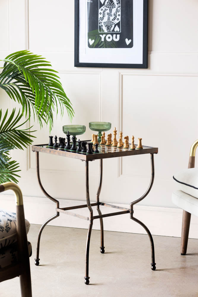 Bronze Effect Chess Side Table
