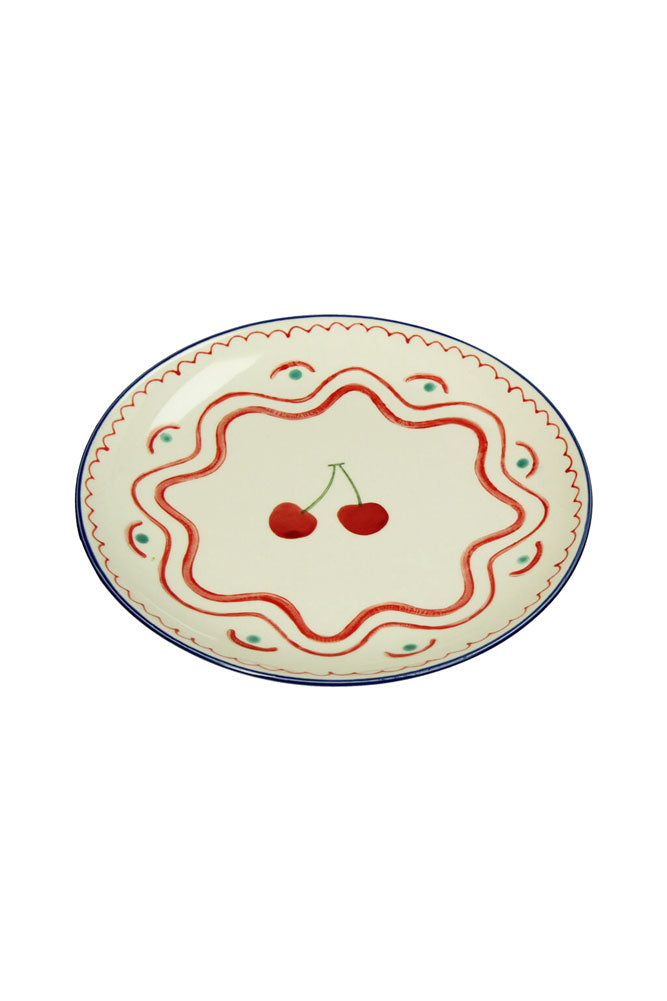 Cherry Print Ceramic Serving Plate