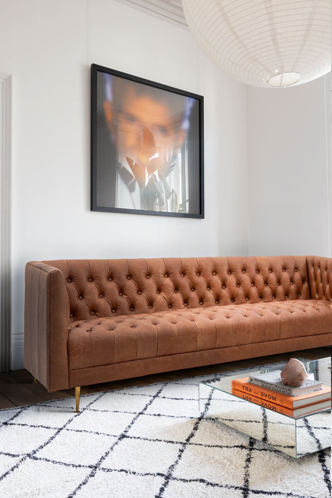 Chesterfield Antique Brown Leather 3-Seater Sofa
