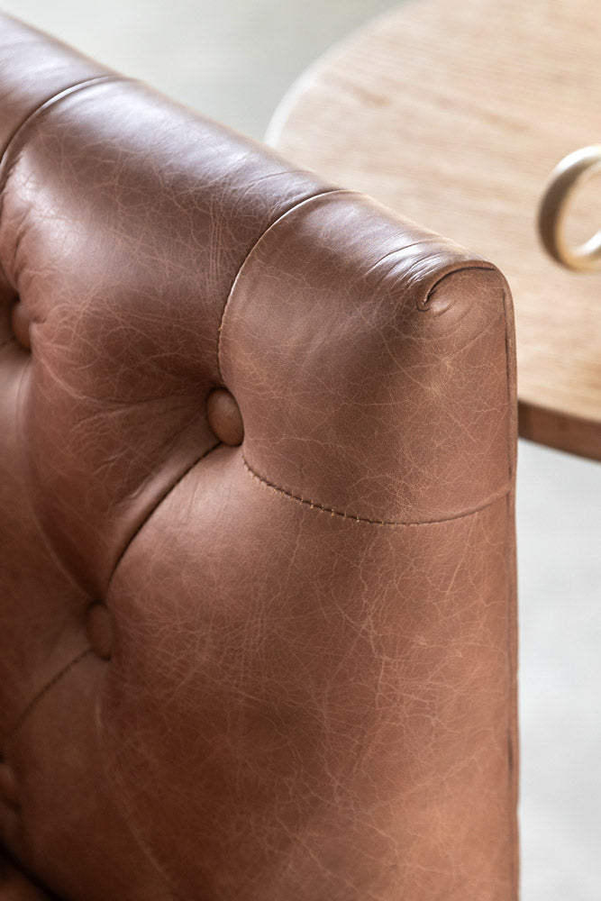 Chesterfield Antique Brown Leather 3-Seater Sofa