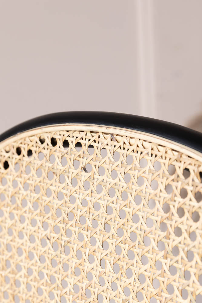 Chez Pitou Black Wood & Woven Cane Dining Chair