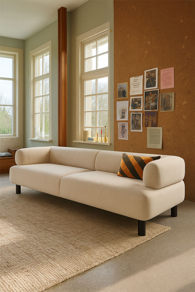 Contemporary Cream 3-Seater Sofa