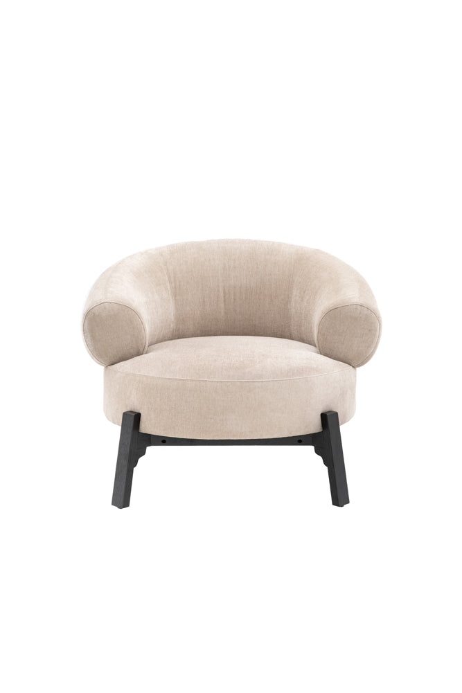 Beautiful Curved Cream Accent Armchair