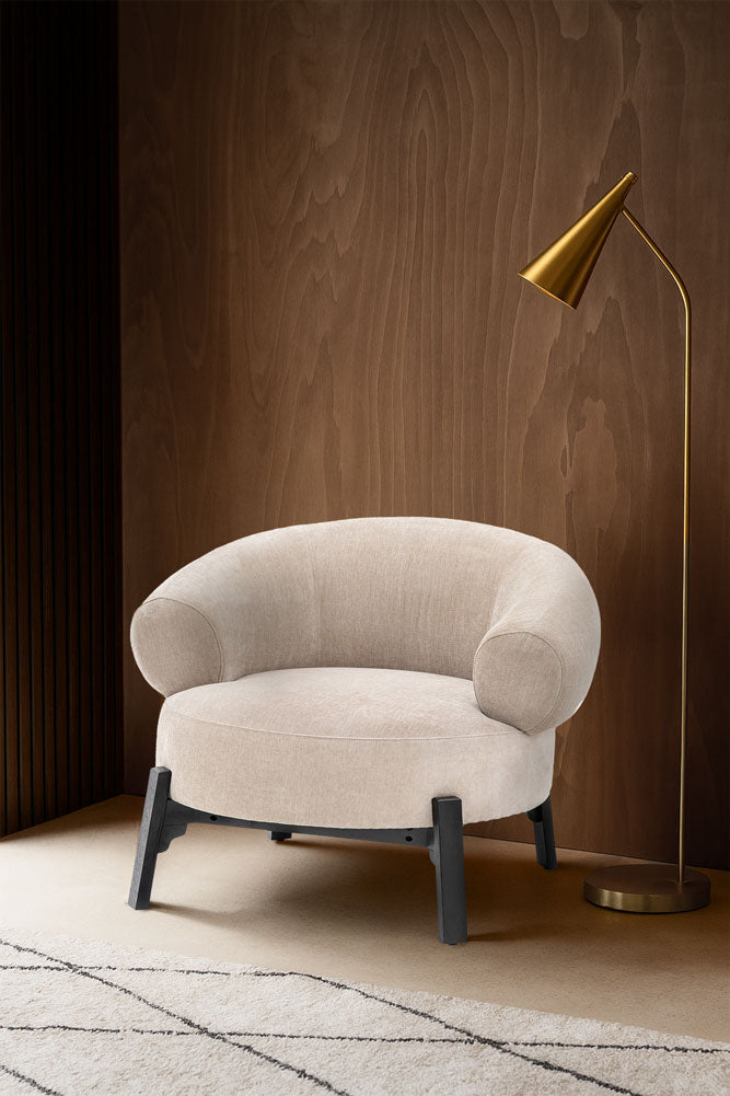 Beautiful Curved Cream Accent Armchair