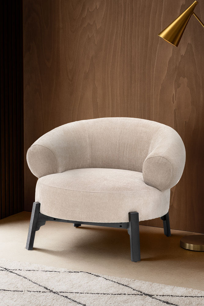 Beautiful Curved Cream Accent Armchair