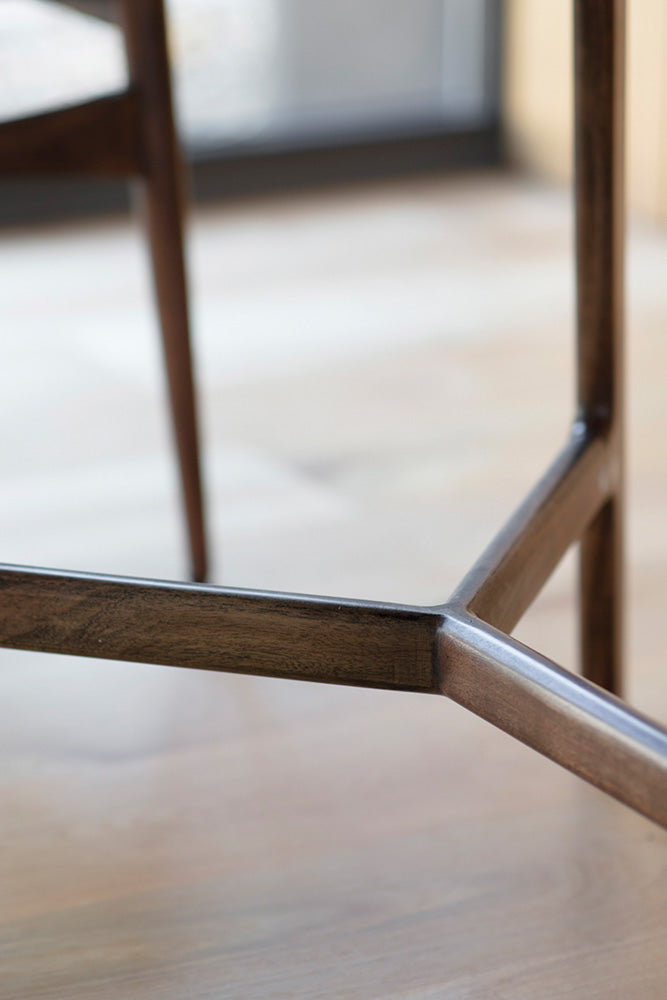 Round Acacia & Marble Dining Table