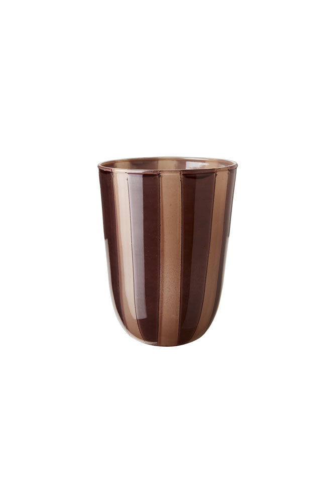 Deep Bordeaux Striped Tealight Holder - Tall