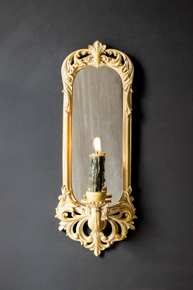 Filigree Framed & Mirrored Candle Wall Sconce