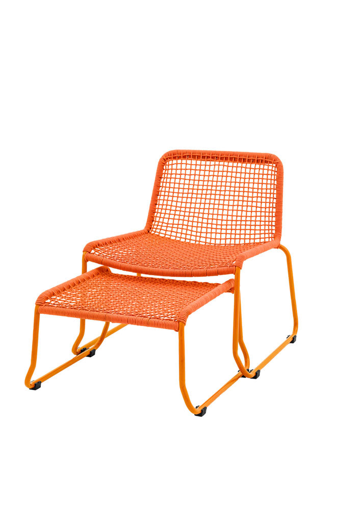 Garden Lounge Chair & Footstool in Bright Orange