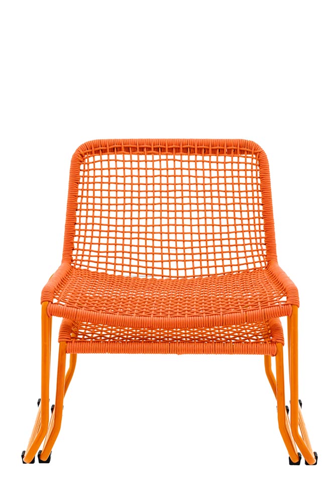 Garden Lounge Chair & Footstool in Bright Orange