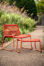 Garden Lounge Chair & Footstool in Bright Orange