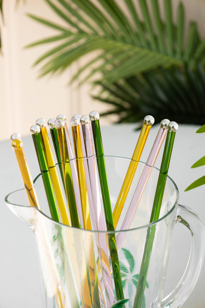 Agitateur à cocktail en verre vert