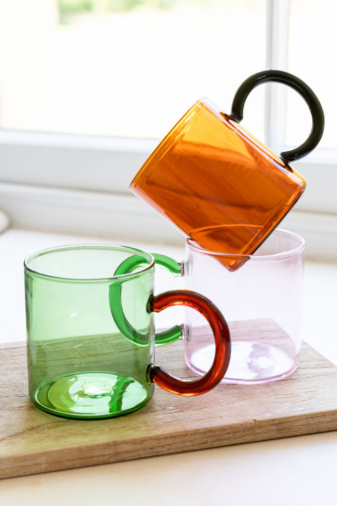 Amber & Black Glass Mug