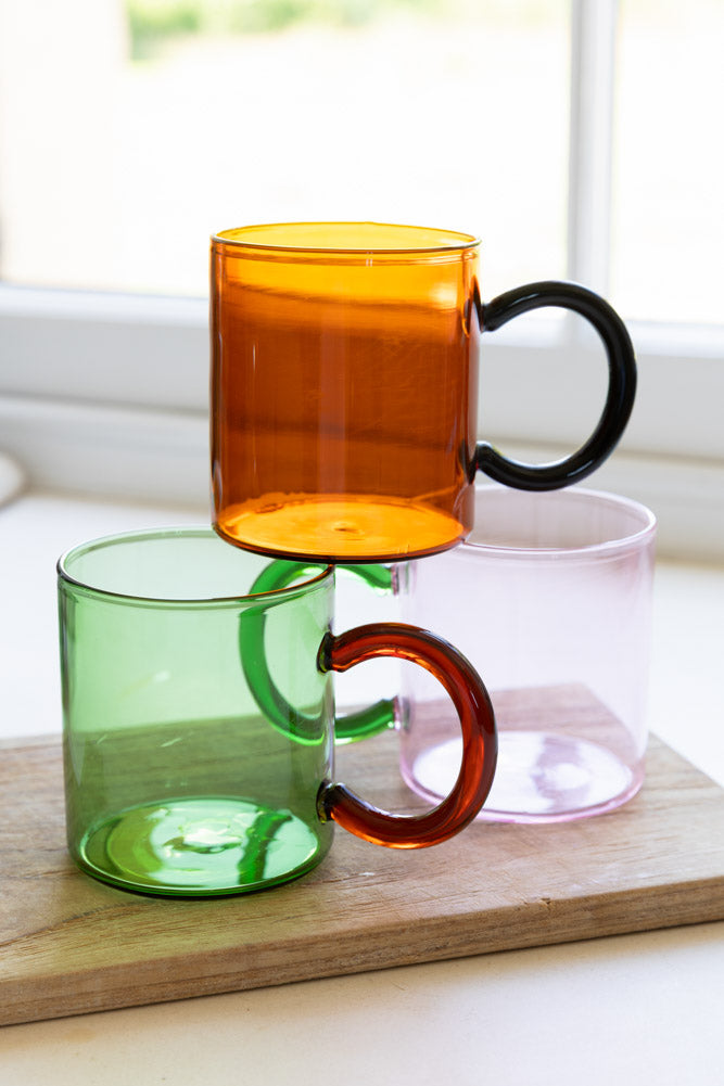 Amber & Black Glass Mug