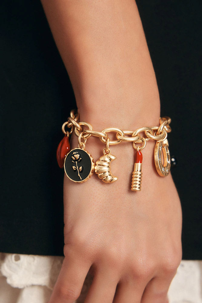 Gold Chunky Chain Charm Bracelet