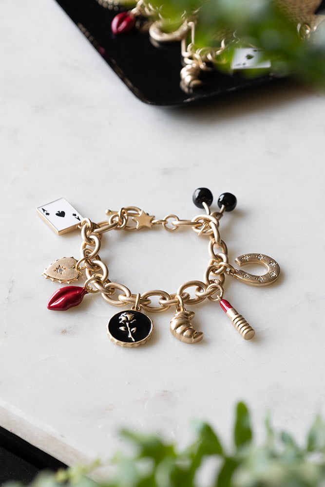 Gold Chunky Chain Charm Bracelet