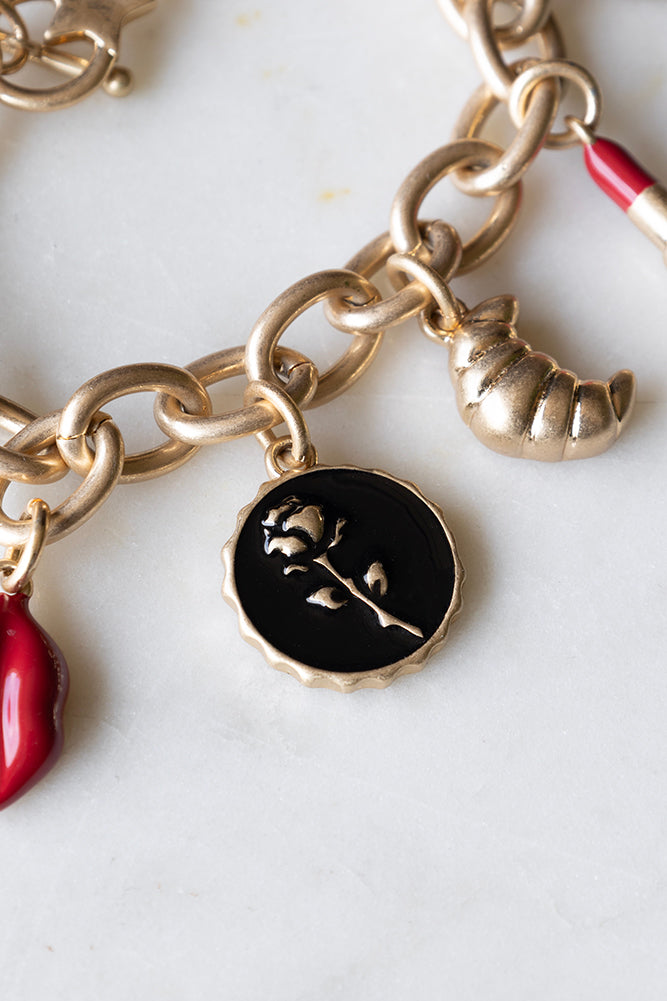 Gold Chunky Chain Charm Bracelet