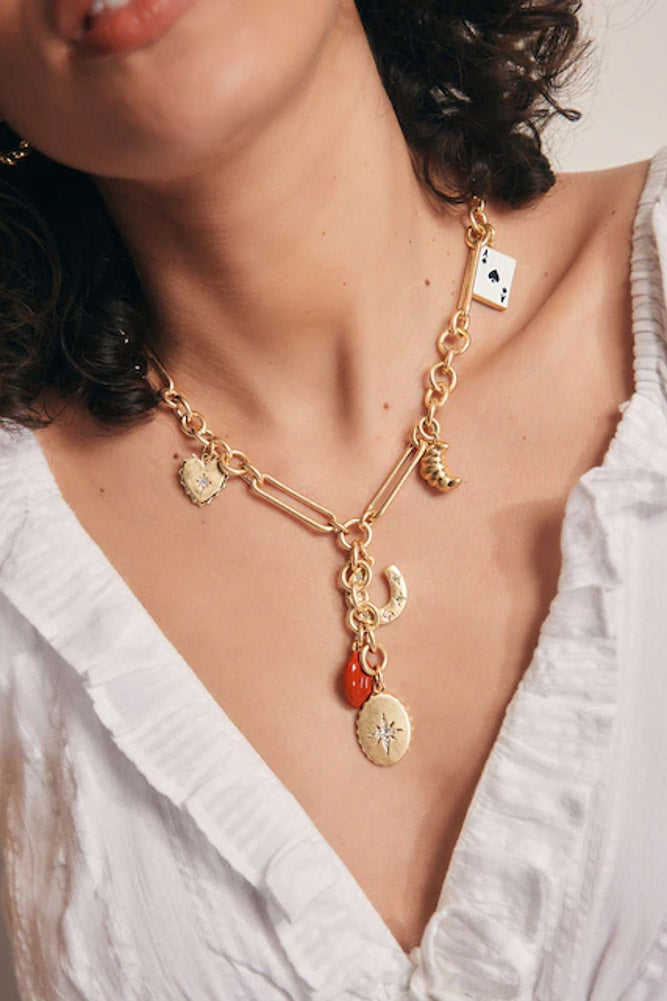 Gold Chunky Chain Charm Necklace