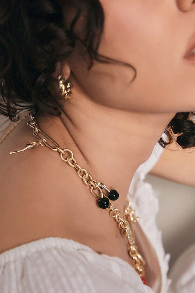Gold Chunky Chain Charm Necklace