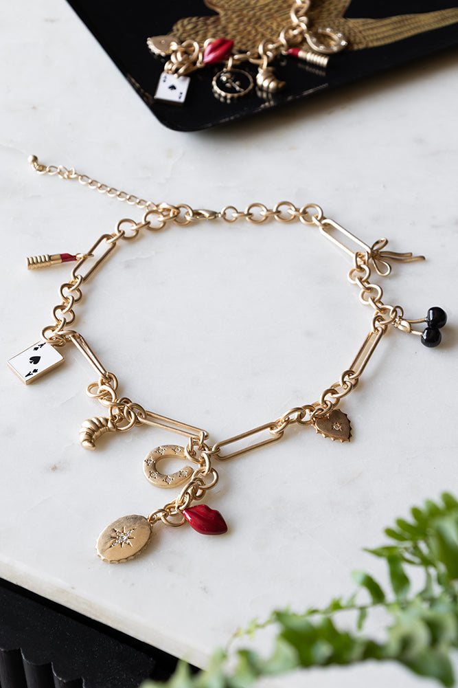 Gold Chunky Chain Charm Necklace