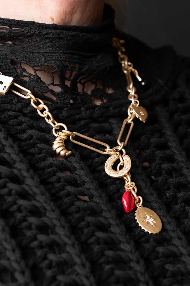 Gold Chunky Chain Charm Necklace