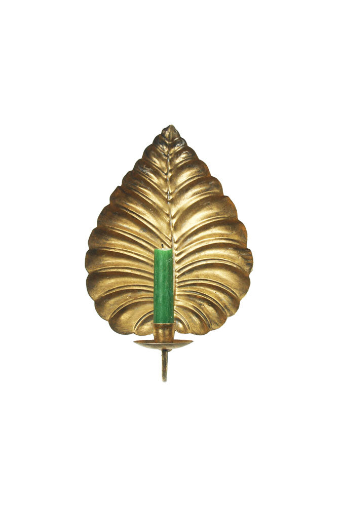 Gold Effect Cheese Leaf Candle Wall Sconce