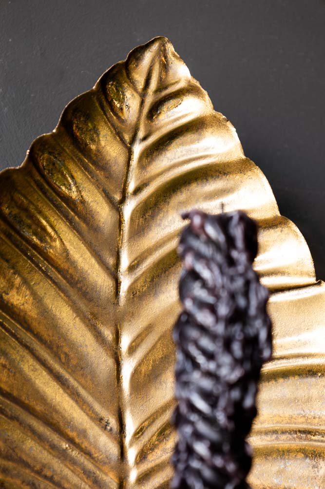 Gold Effect Cheese Leaf Candle Wall Sconce