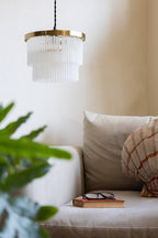 Gold Tiered Glass Easyfit Ceiling Light Shade - SECONDS