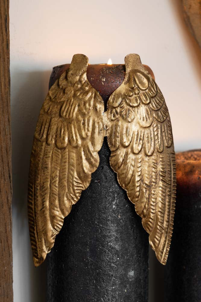Gold Winged Metal Candle Decoration