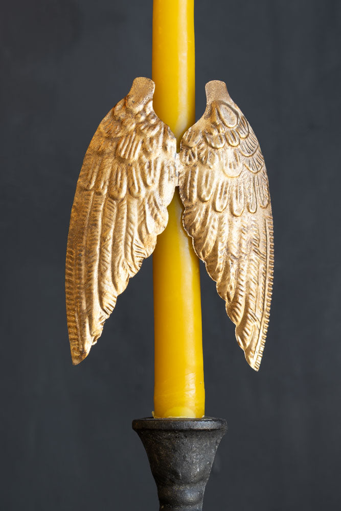 Gold Winged Metal Candle Decoration