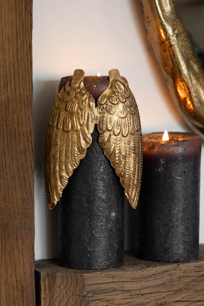 Gold Winged Metal Candle Decoration