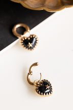 Gold & Black Heart Huggie Hoop Earrings