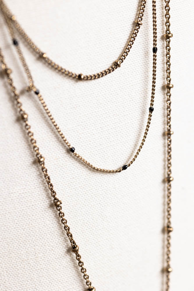 Gold & Red Heart & Star Layered Chain Necklace