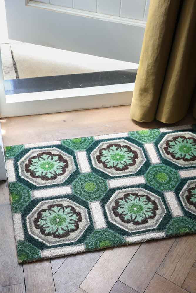 Paillasson vert à motifs florentins