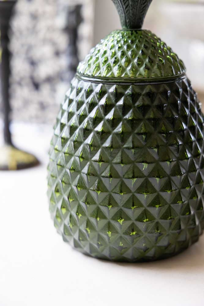 Pot d'ananas en verre vert