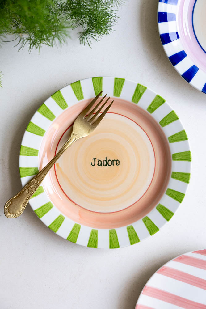 Green & Pink J’adore Ceramic Serving Plate