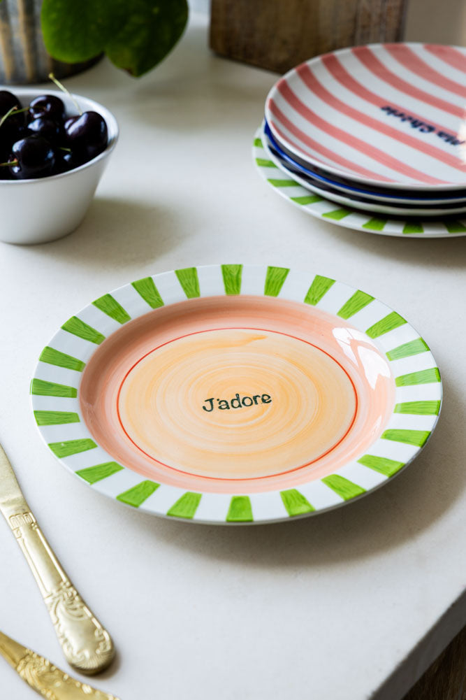 Green & Pink J’adore Ceramic Serving Plate