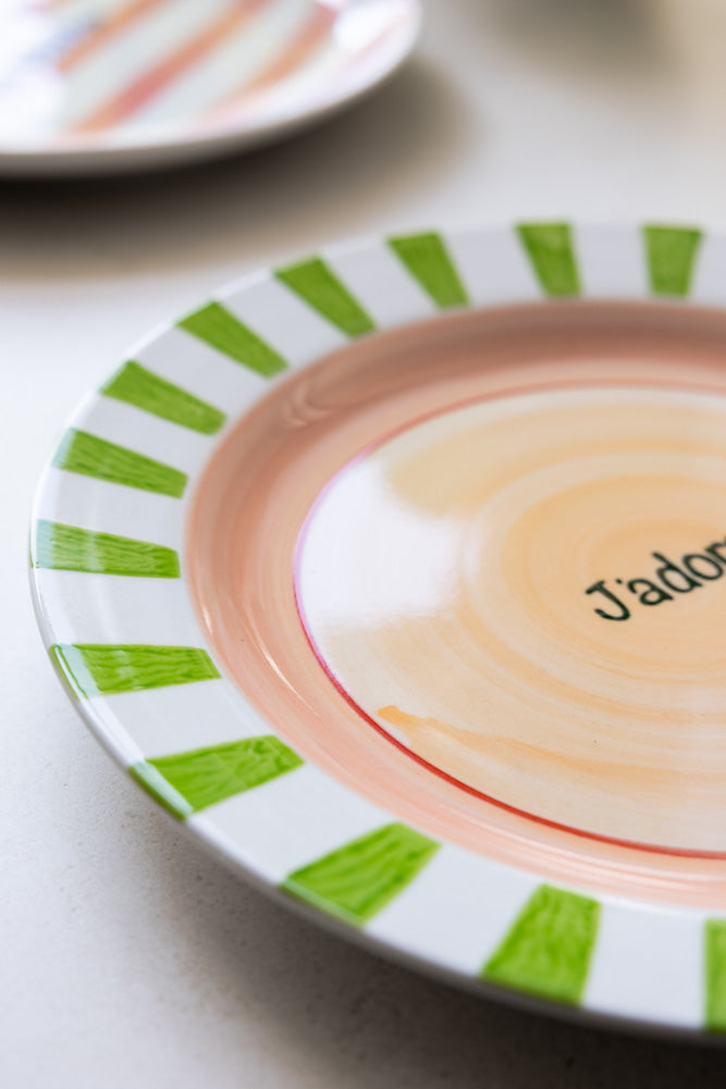 Green & Pink J’adore Ceramic Serving Plate