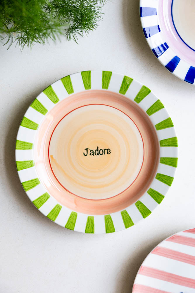 Green & Pink J’adore Ceramic Serving Plate