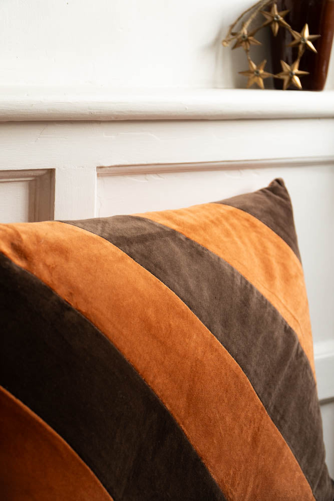 HKLIVING Coffee & Mocha Striped Velvet Cushion
