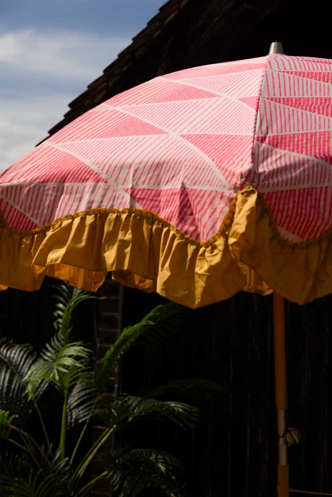 Parasol linéaire rose à franges moutarde HKLIVING - SECONDS