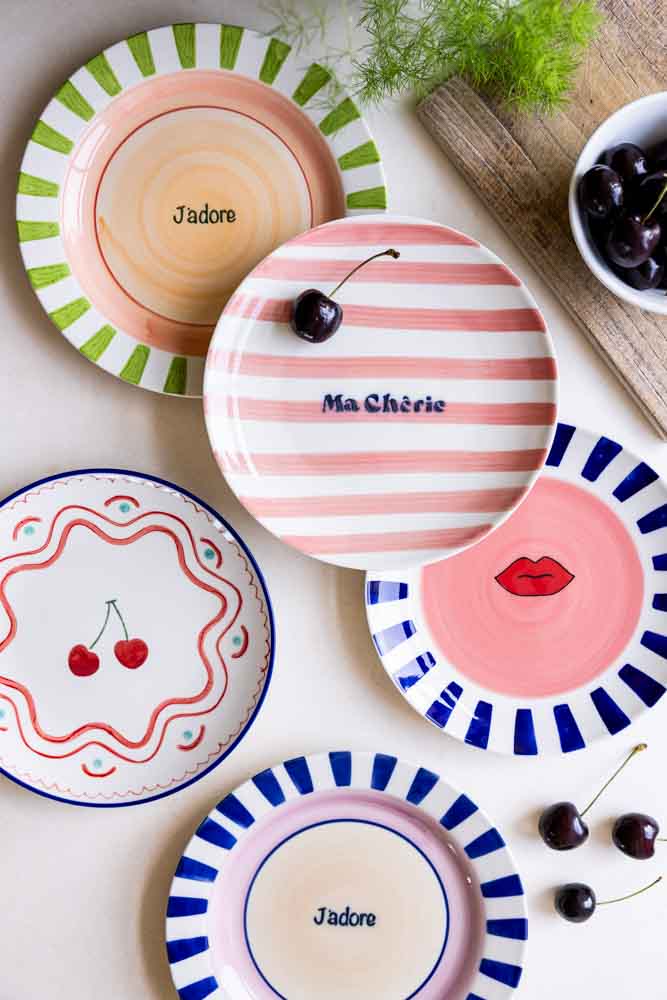 Blue & Pink J’adore Ceramic Serving Plate